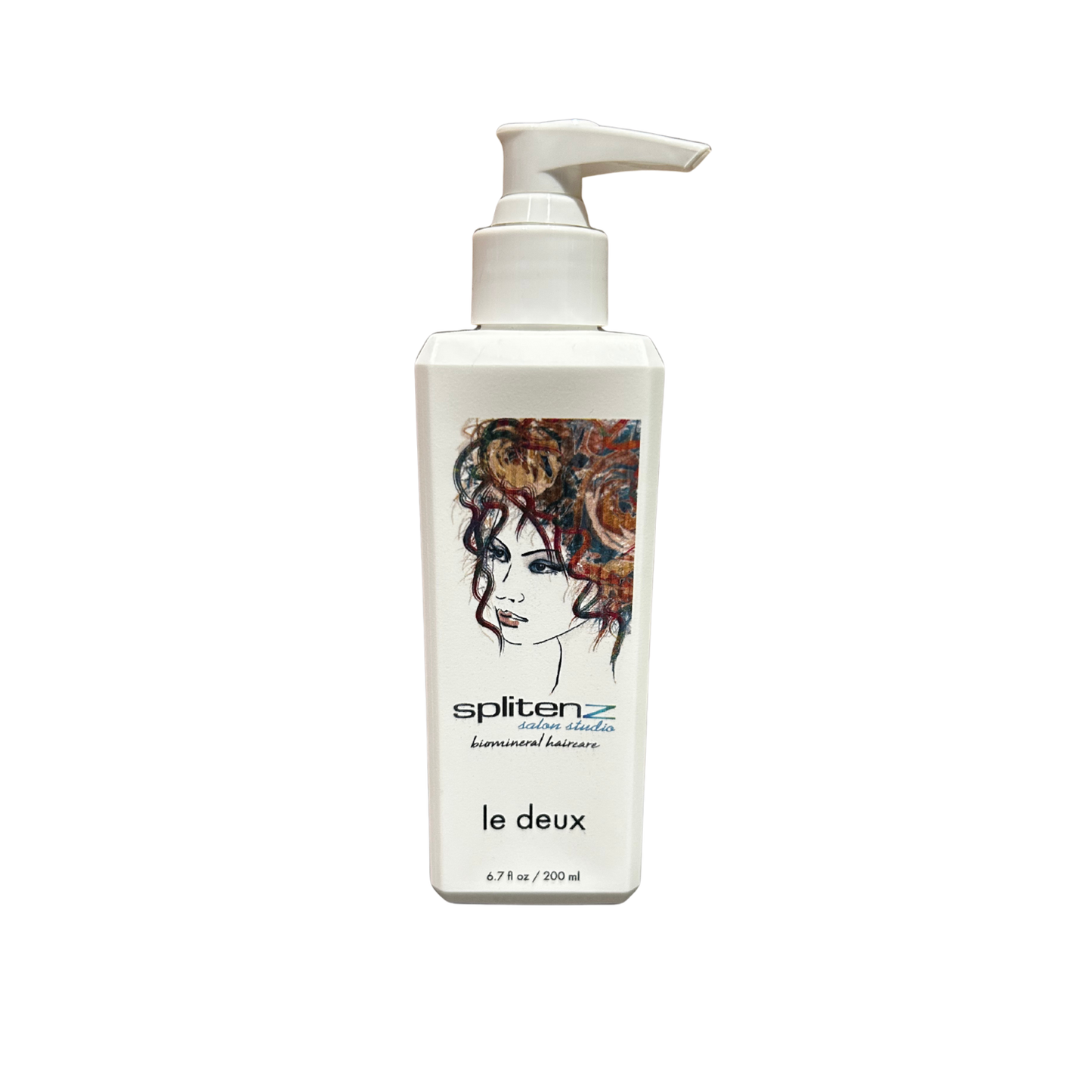 Splitenz Le Deux. White bottle with pump labeled 'spliten' on a white background