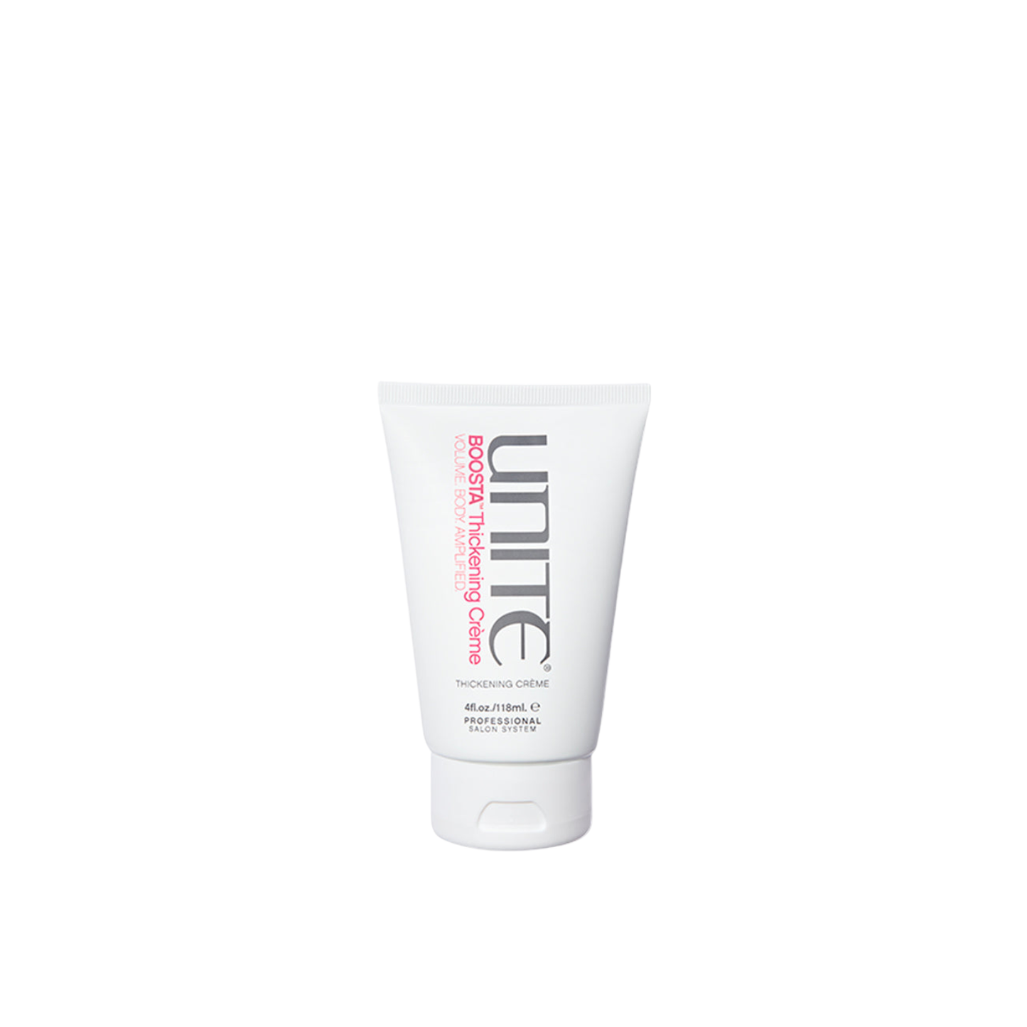 Unite Boosta Thickening Creme. Unite hair care product tube on a white background