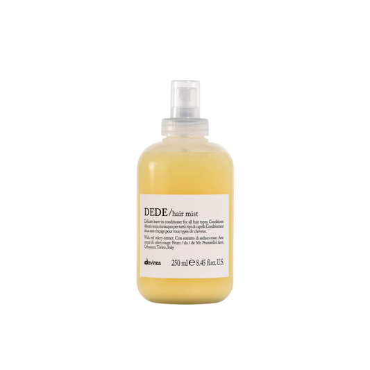 DEDE hair mist bottle on a white background
