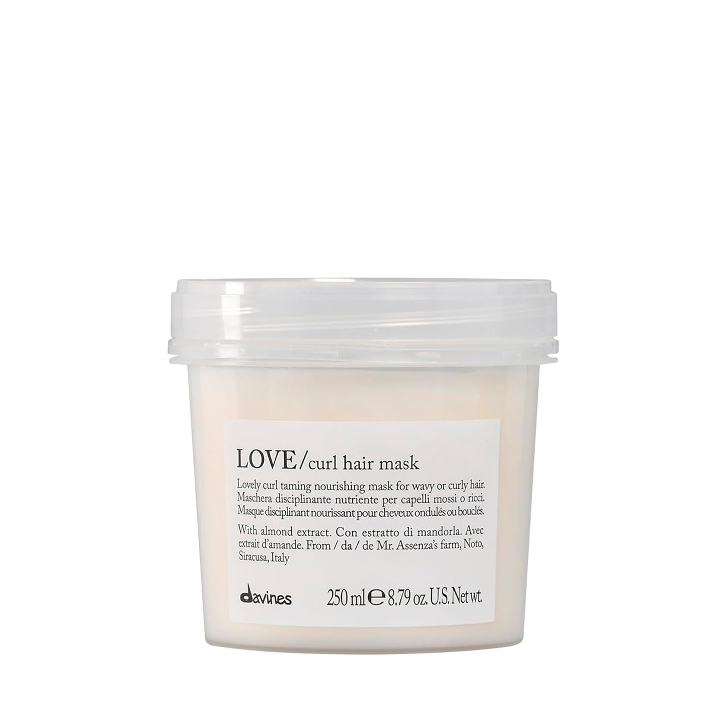 Davines LOVE curl hair mask container on a white background