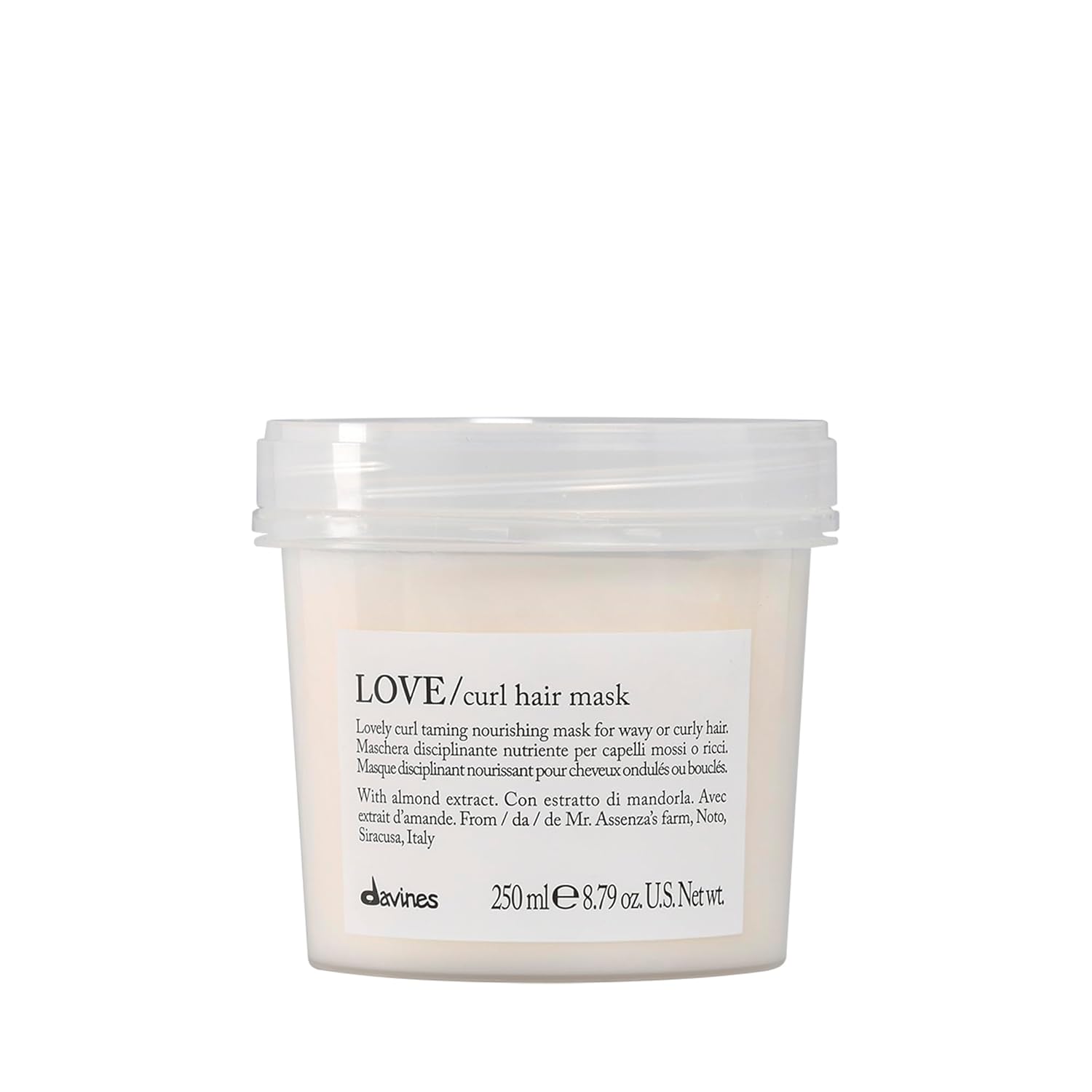 Davines LOVE curl hair mask container on a white background