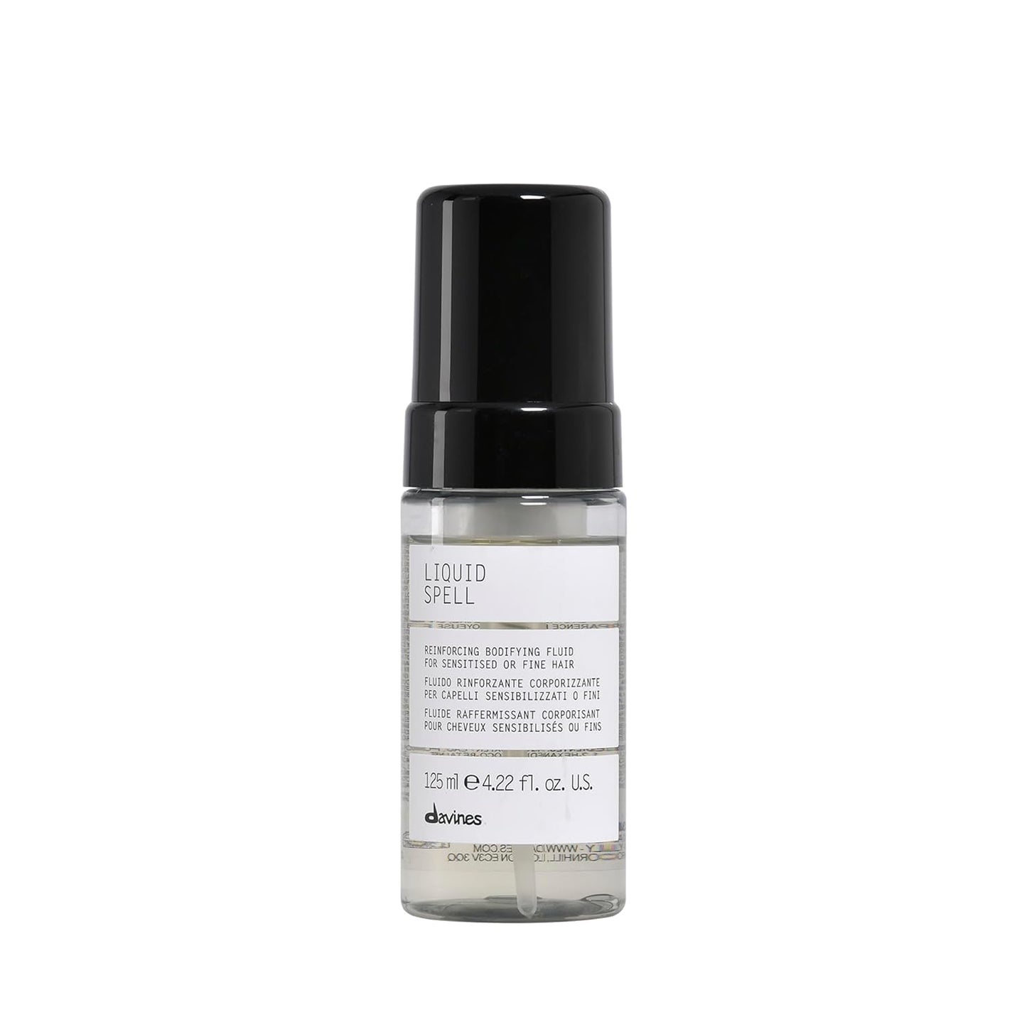 Bottle of davines Liquid Spell on a white background