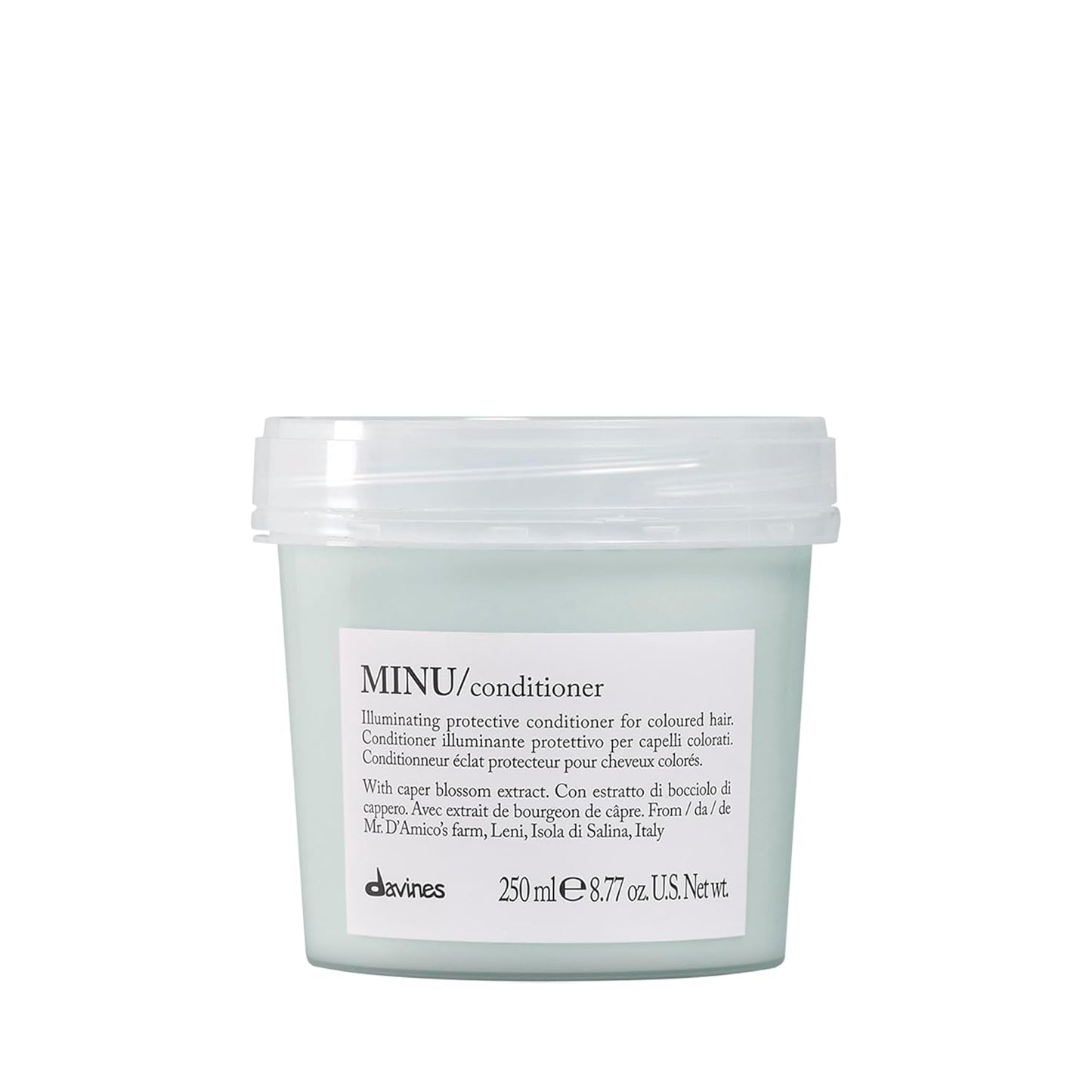 Davines MINU conditioner jar on a white background