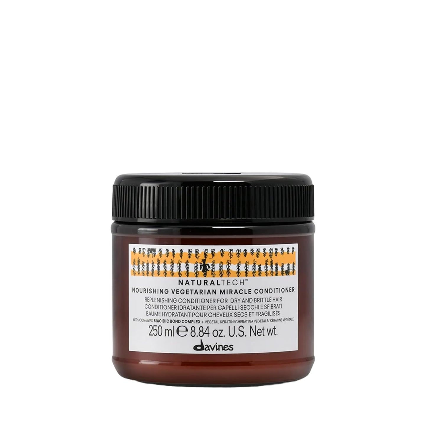 Davines NaturalTech nourishing vegetarian miracle conditioner jar on a white background