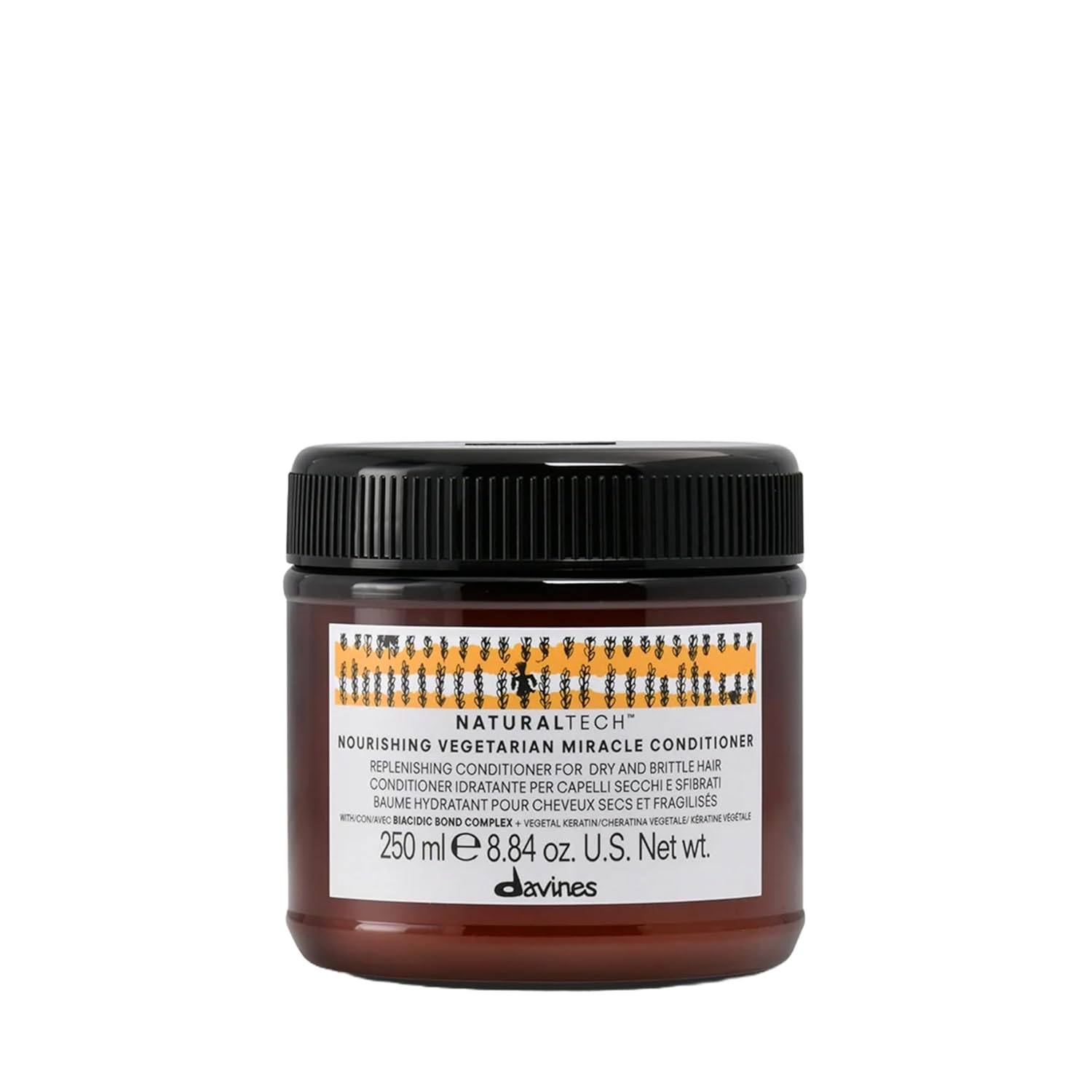 Davines NaturalTech nourishing vegetarian miracle conditioner jar on a white background