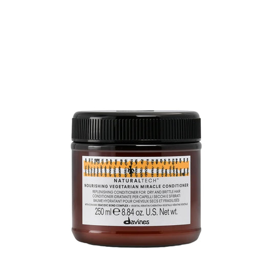 Davines NaturalTech nourishing vegetarian miracle conditioner jar on a white background