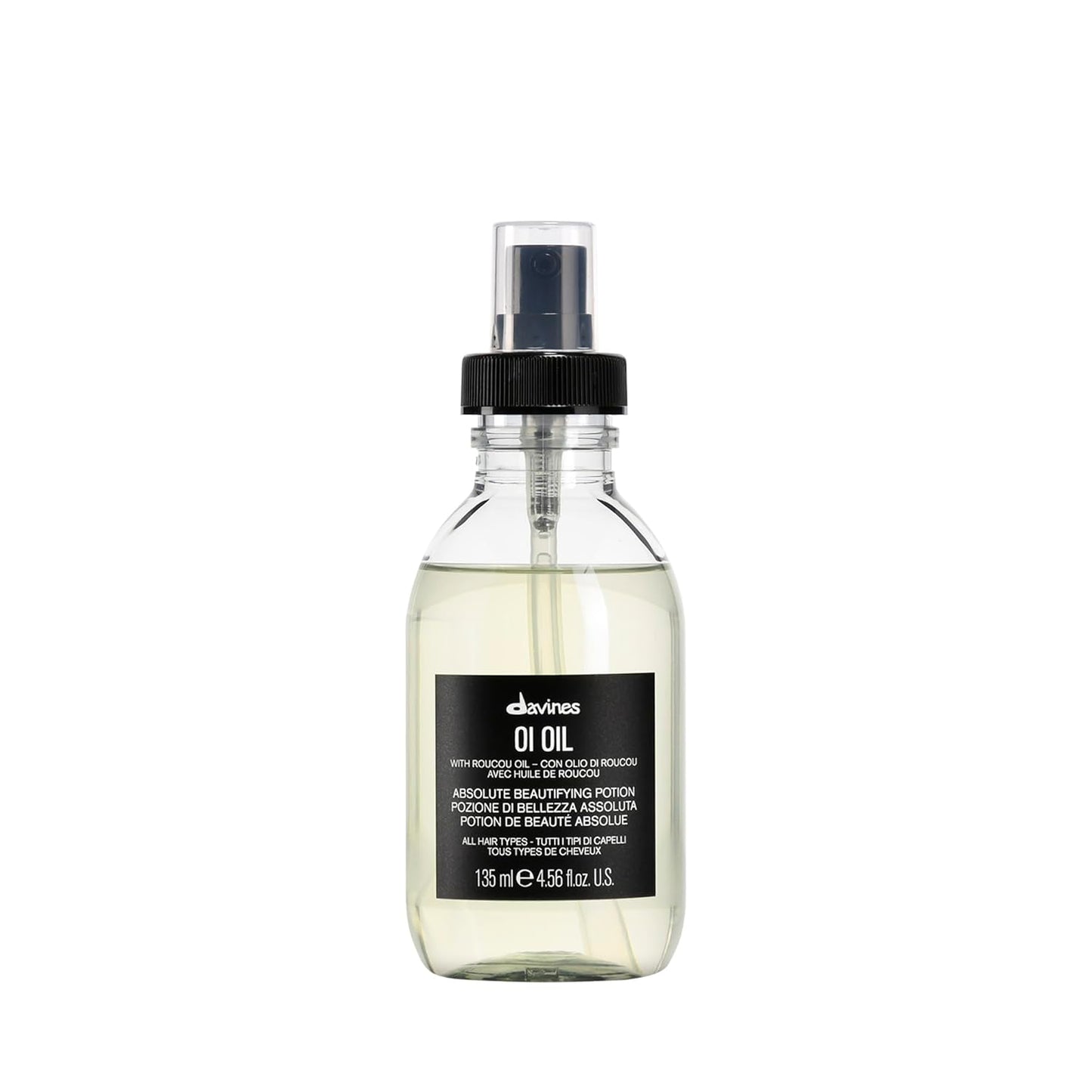 Bottle of Davines Oi Oil on a white background