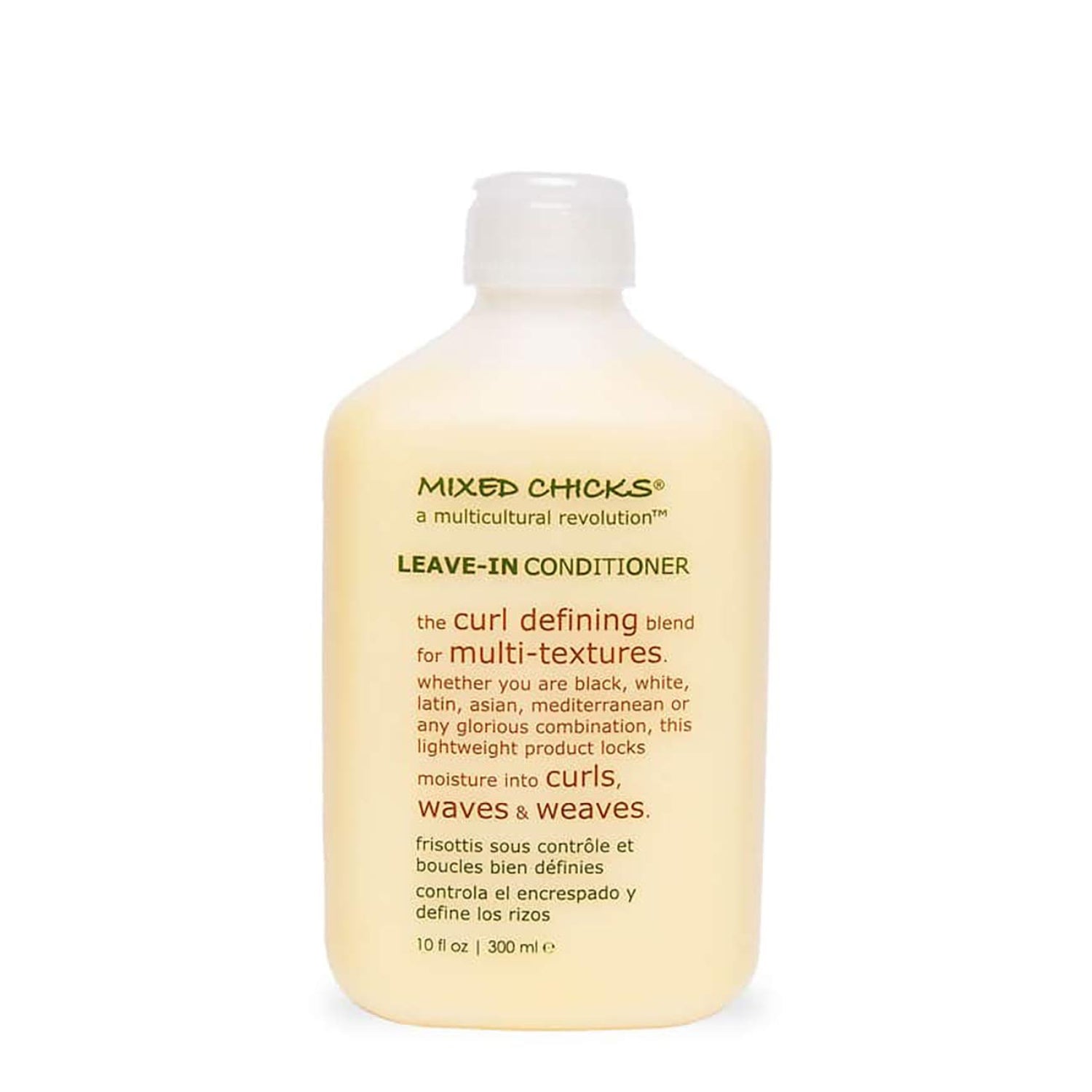 Bottle of Mixed Chicks leave-in conditioner on a white background