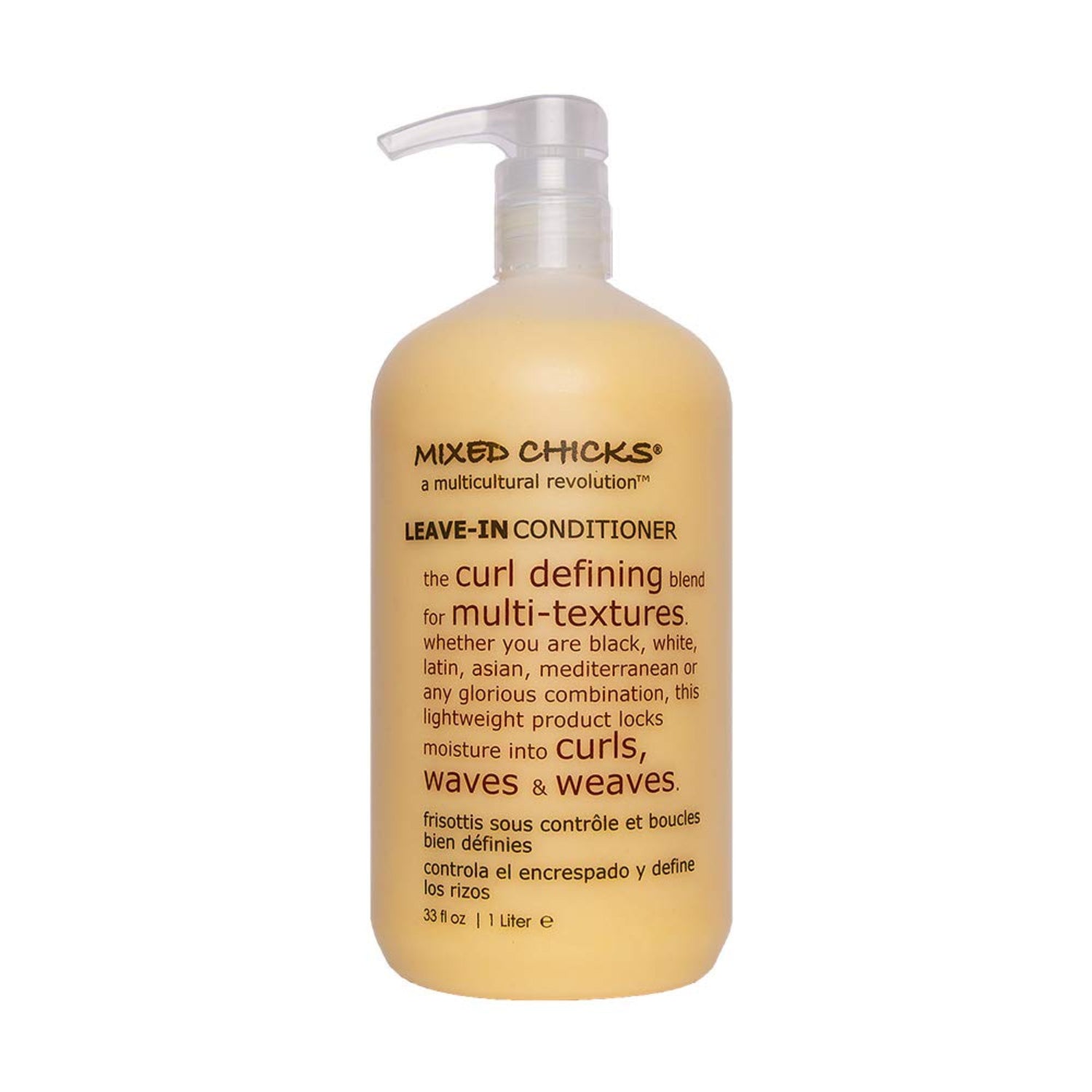 Bottle of Mixed Chicks leave-in conditioner on a white background