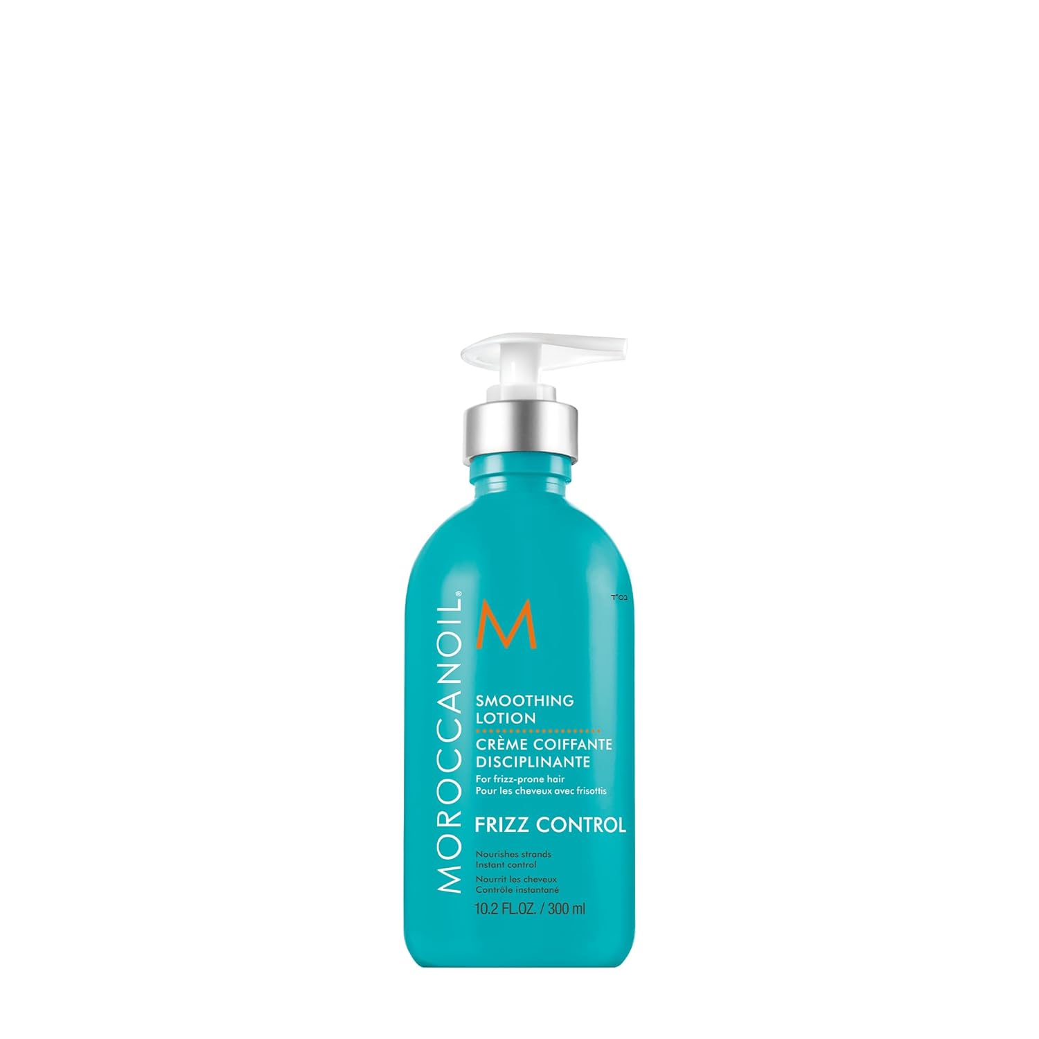 Moroccanoil Smoothing Lotion bottle of frizz control lotion on a white background