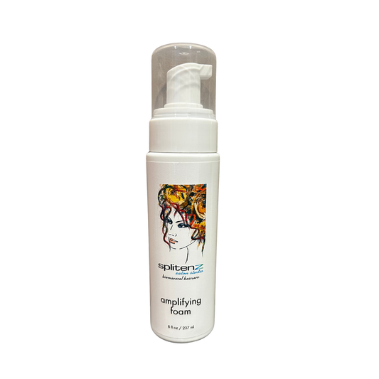 White foam bottle with a colorful label featuring a woman's face on a white background