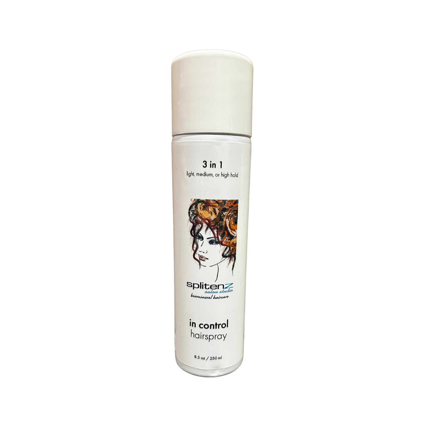 SplitenZ hairspray bottle on a white background