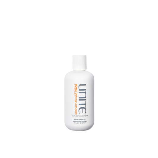 Unite Boing Defining Curl Cream. Unite hair care product bottle on a white background