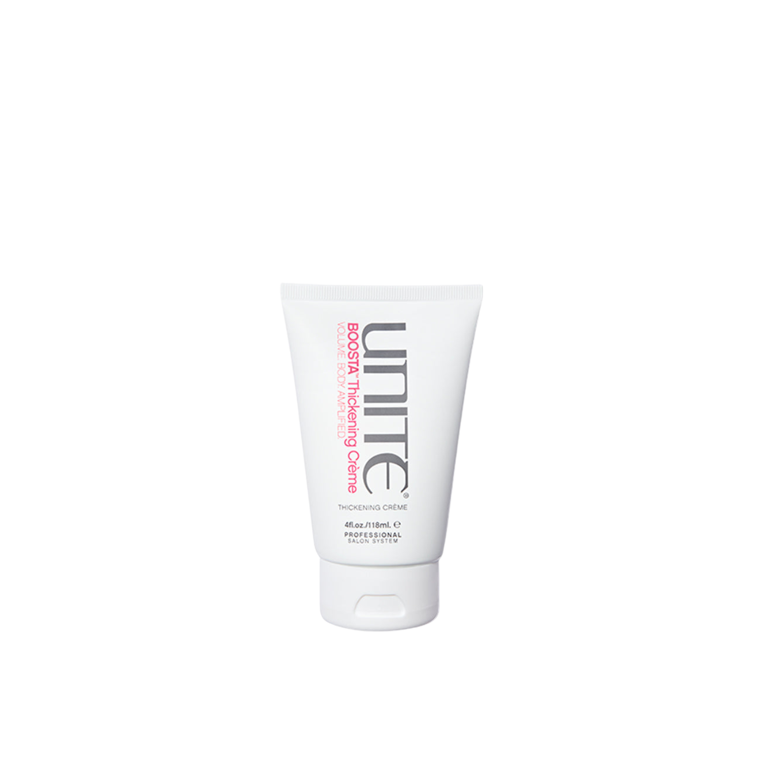 Unite Boosta Thickening Creme. Unite hair care product tube on a white background