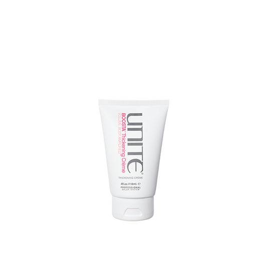 Unite Boosta Thickening Creme. Unite hair care product tube on a white background
