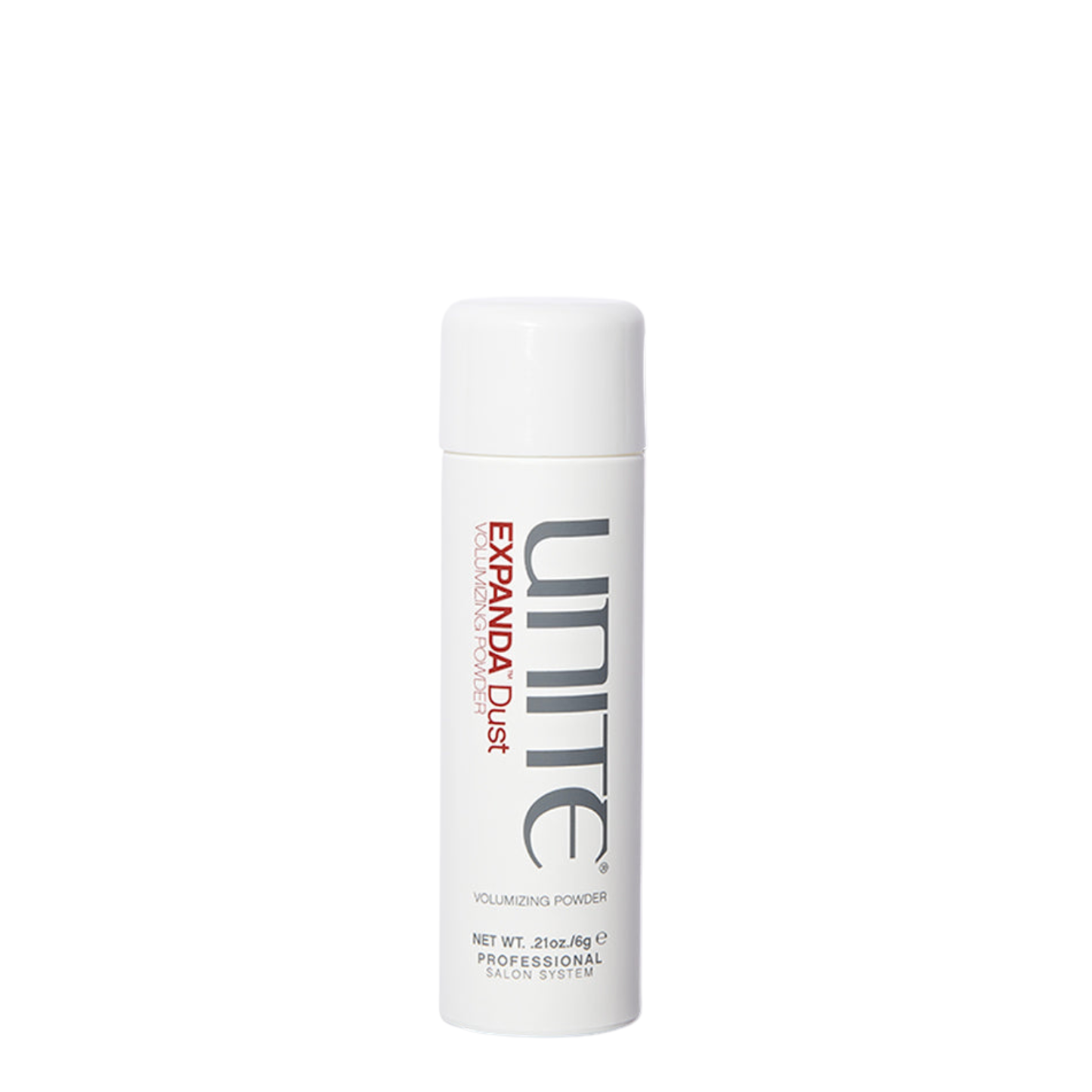 Unite Expandable Dust volumizing powder bottle on a white background