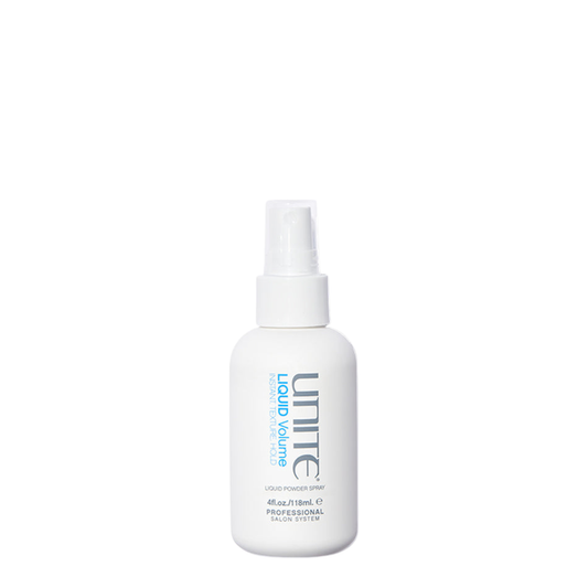 Unite Liquid Volume. White spray bottle labeled 'Unite' on a white background