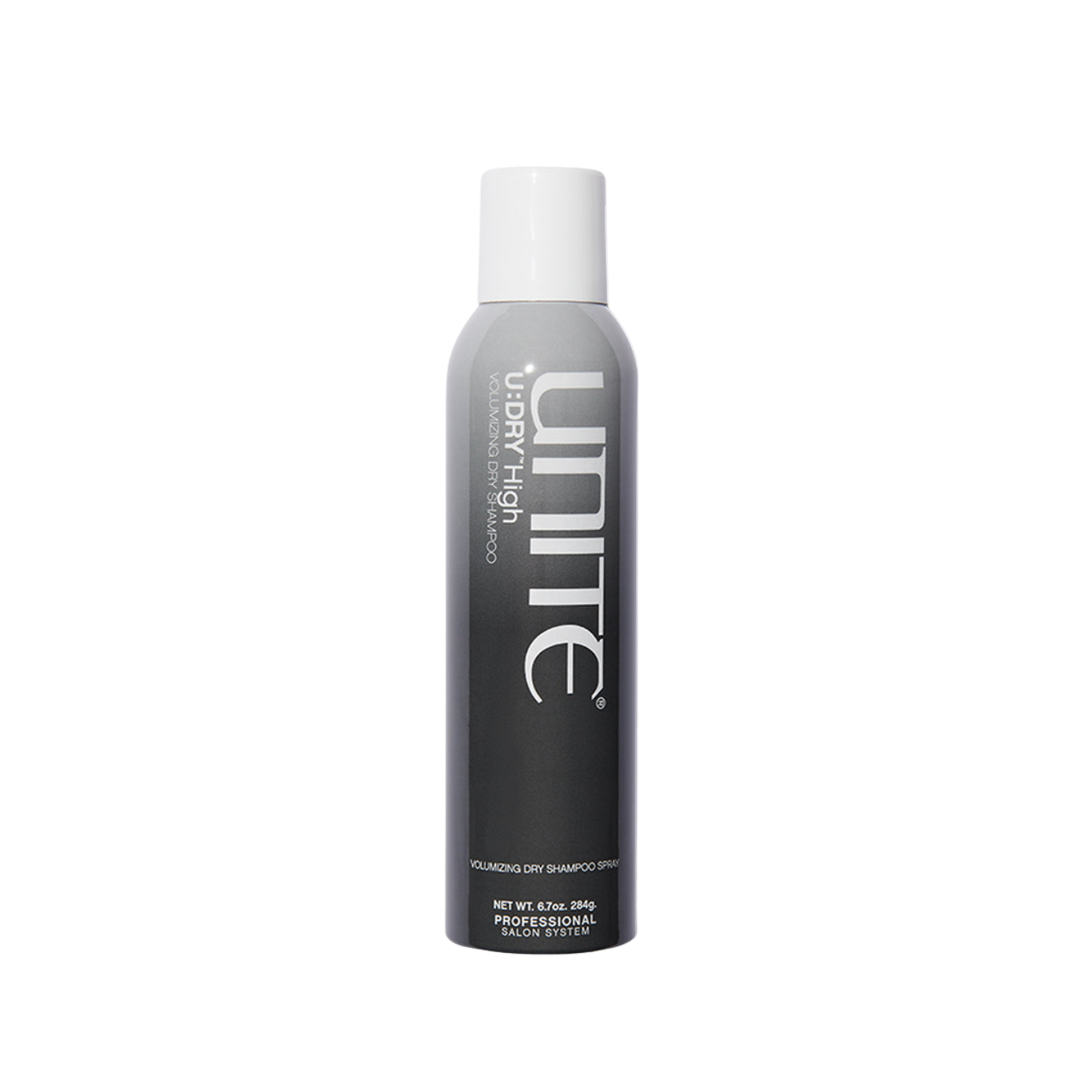 Unite dry shampoo can on a white background
